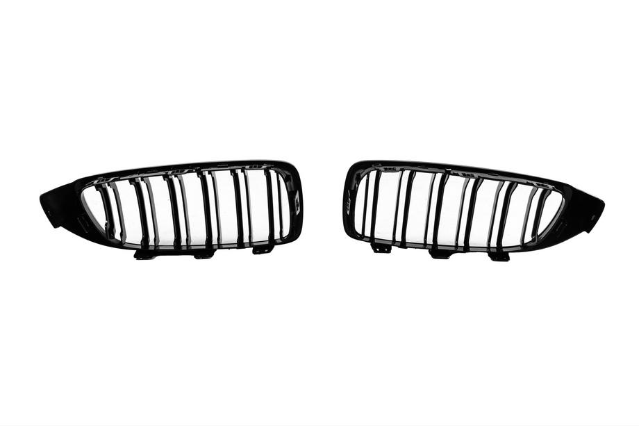 BMW 3. sērija F30/F31 2012–2019 M-Look nieru restes (F80 M3, spīdīgi melnas) Foto 5