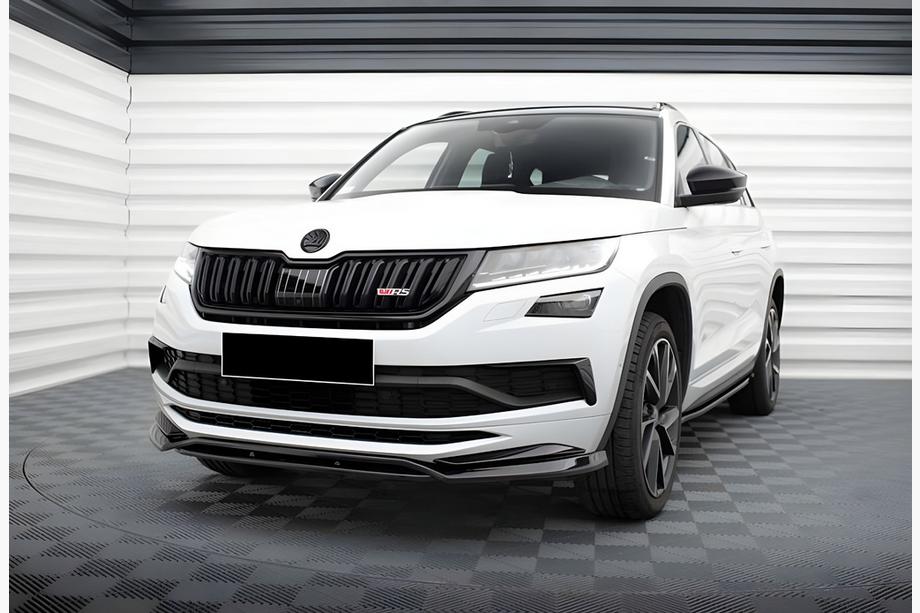 Skoda Kodiaq 2016–2023 DPT priekšējā bampera lip spoilers (spīdīgi melns) Foto 2