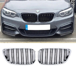 BMW 2. sērija F22/F23 2014–2021 M-Look nieru restes (spīdīgi melnas ar hroma apmali) foto 2
