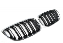 BMW 3. sērija E92/E93 2006–2013 M-Look nieru reste (2005-2009, spīdīgi melna ar hroma apmali) foto 2