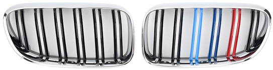 BMW 3. sērija E92/E93 2006–2013 Nieru restes M-Look (2010-2013, M-Color ar hroma apmali) foto 2