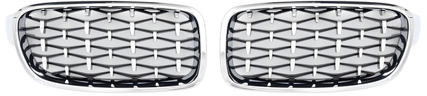 BMW 3. sērija F30/F31 2012–2019 Nieru režģis Diamond Silver (hroma apmale) foto 2