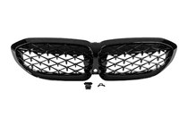 BMW 3. sērija G20/G21 2018– Nieru restes Diamond Black (2018-2022, melna apmale) Ar vietu kamerai foto 3
