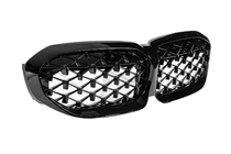 BMW 3. sērija G20/G21 2018– Nieru restes Diamond Black (2018-2022, melna apmale) Ar vietu kamerai foto 9