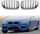 BMW 5. sērija F10/F11 2010–2016 M-Look nieru restes (spīdīgi melnas ar hroma apmali) foto 2