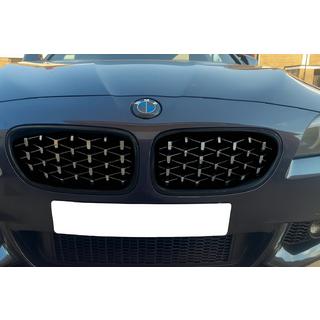 Nieru režģi Diamond Silver (melna apmale) BMW 5. sērija F10/F11 2010–2016 foto 1