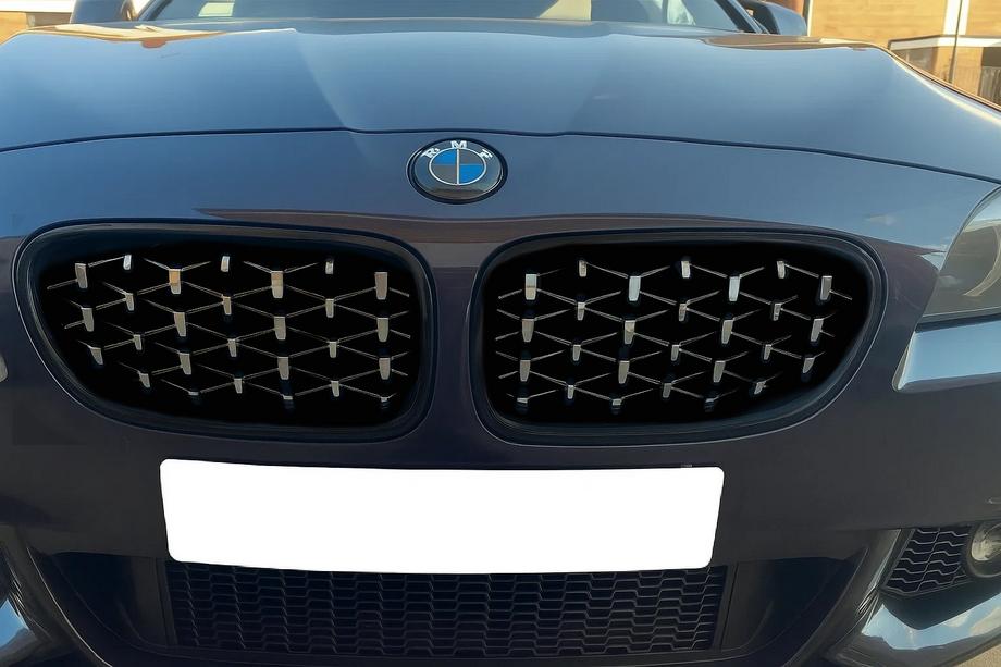 BMW 5. sērija F10/F11 2010–2016 Nieru režģi Diamond Silver (melna apmale) Image