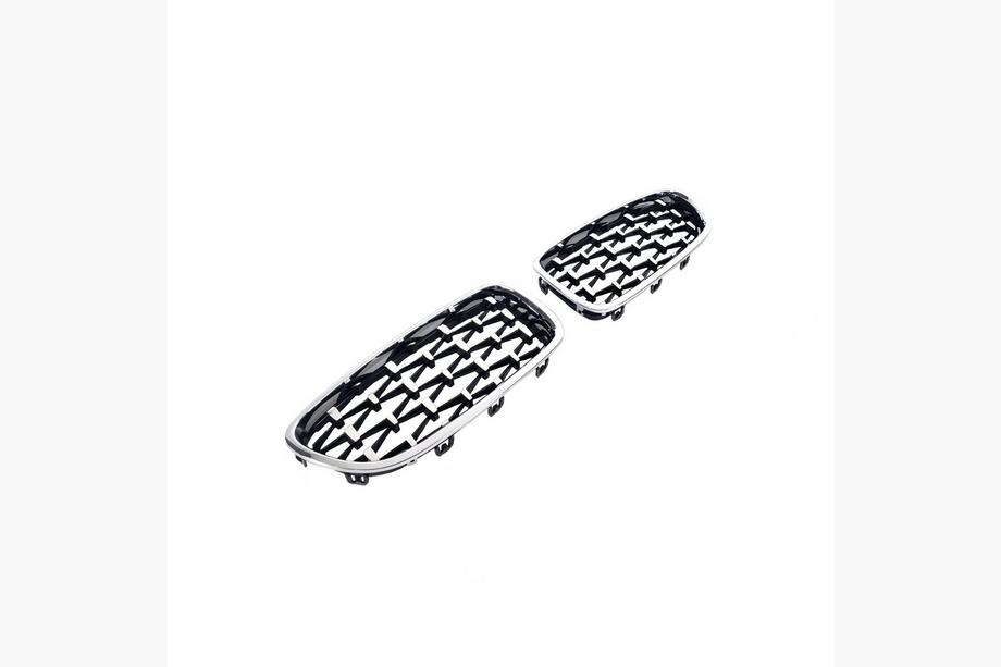 BMW 5. sērija F10/F11 2010–2016 Nieru režģis Diamond Silver (hroma apmale) Foto 3