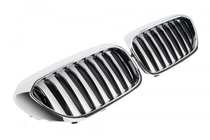 BMW 5. sērija G30/G31 2017–2023 Nieru reste 1 Bar (2017-2020, spīdīgi melna ar hromētu apmali) foto 2