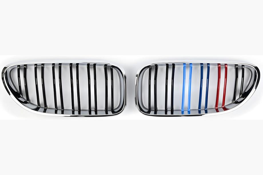 BMW 6. sērija F12/F13/F06 2011–2018 Nieru restes M-Look (M-Color ar hromētu apmali) Foto 2