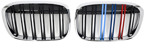BMW X1 F48 2015–2022 M-Look nieru režģi (2015-2019, M-Color ar hroma apmali) foto 2