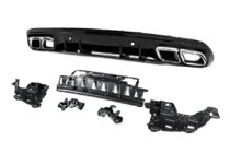 Mercedes C-class W205 2014–2021 Aizmugurējais difuzors ar izplūdes uzgaļiem Silver (C63 dizains 2018-2021) foto 3
