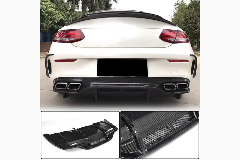 Mercedes C-class W205 2014–2021 Aizmugurējā bufera difuzors V2 (C63 AMG Coupé/Cabriolet 2015-2019, oglekļa šķiedra) Foto 1