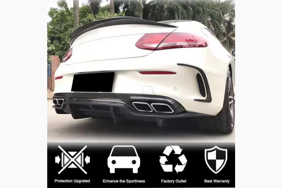 Mercedes C-class W205 2014–2021 Aizmugurējā bufera difuzors V2 (C63 AMG Coupé/Cabriolet 2015-2019, oglekļa šķiedra) Foto 2