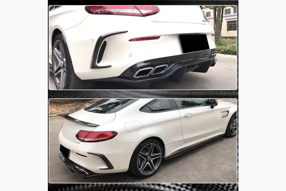 Mercedes C-class W205 2014–2021 Aizmugurējā bufera difuzors V2 (C63 AMG Coupé/Cabriolet 2015-2019, oglekļa šķiedra) Foto 3