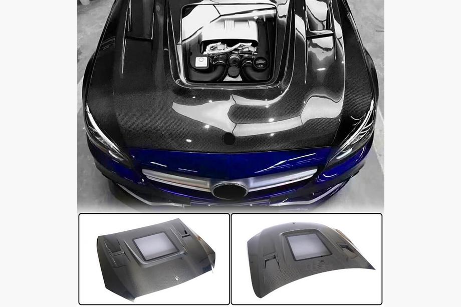 Mercedes C-class W205 2014–2021 Motora pārsegs V2 (oglekļa šķiedra) Image