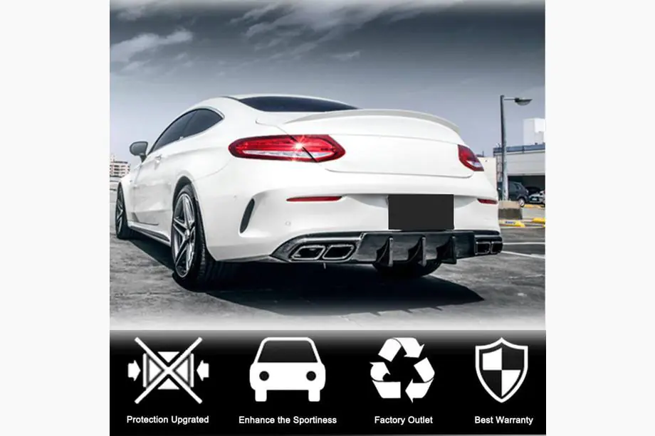 Mercedes C-class W205 2014–2021 Aizmugurējā bufera difuzors V1 (coupe/cabriolet C63 AMG 2015-2019, oglekļa šķiedra) Foto 3