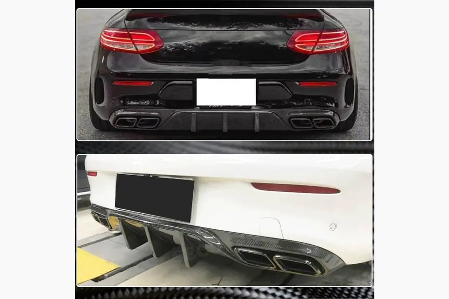 Mercedes C-class W205 2014–2021 Aizmugurējā bufera difuzors V1 (coupe/cabriolet C63 AMG 2015-2019, oglekļa šķiedra) Foto 4