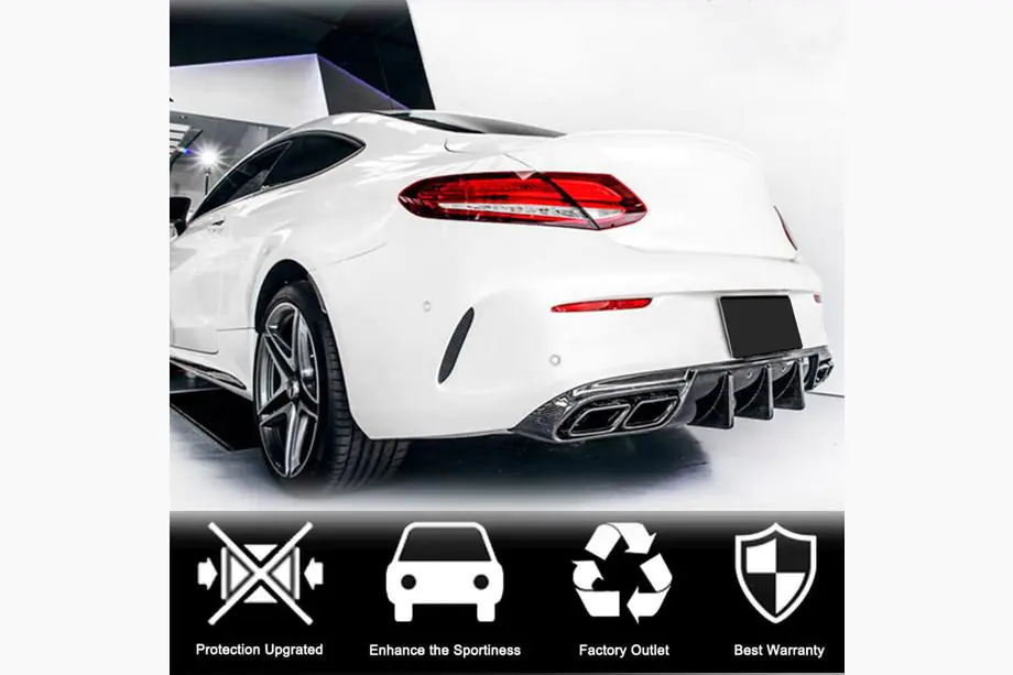 Mercedes C-class W205 2014–2021 Aizmugurējā bufera difuzors V1 (coupe/cabriolet C63 AMG 2015-2019, oglekļa šķiedra) Foto 6
