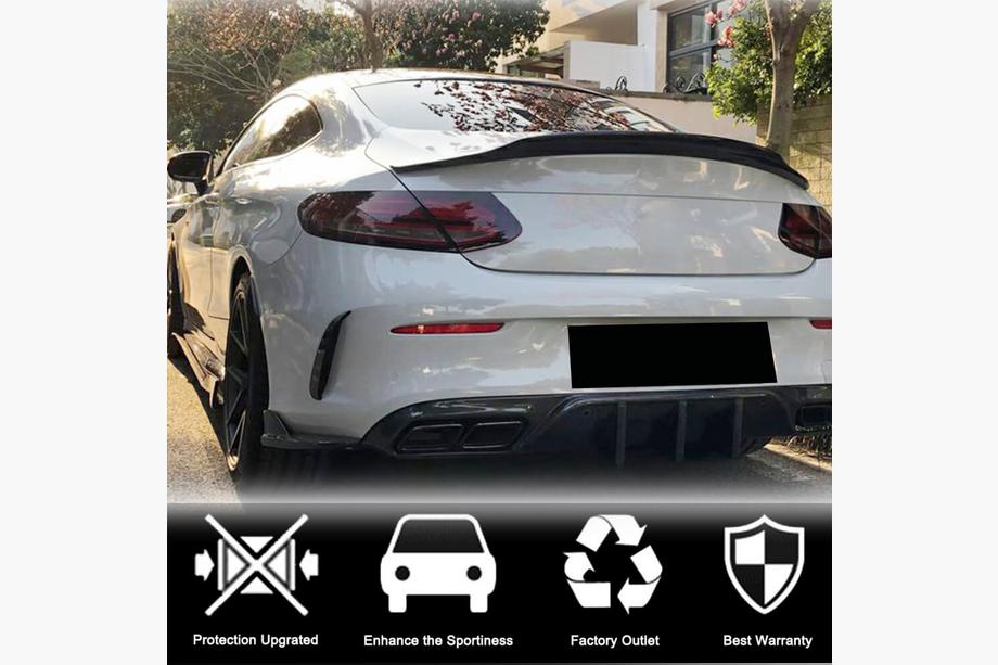 Mercedes C-class W205 2014–2021 Aizmugurējā bampera difuzora uzlikas V2 (kupeja/kabriolets AMG-Line / C43 AMG 2015-2019, oglekļa šķiedra) Foto 2