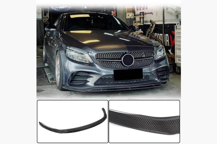 Mercedes C-class W205 2014–2021 Priekšējā bampera lūpas uzlika (2019-2021, Carbon) Image