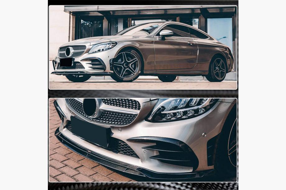 Mercedes C-class W205 2014–2021 Priekšējā bampera lūpa Lip V1 (C43 AMG 2019-2021, oglekļa šķiedra) Foto 4