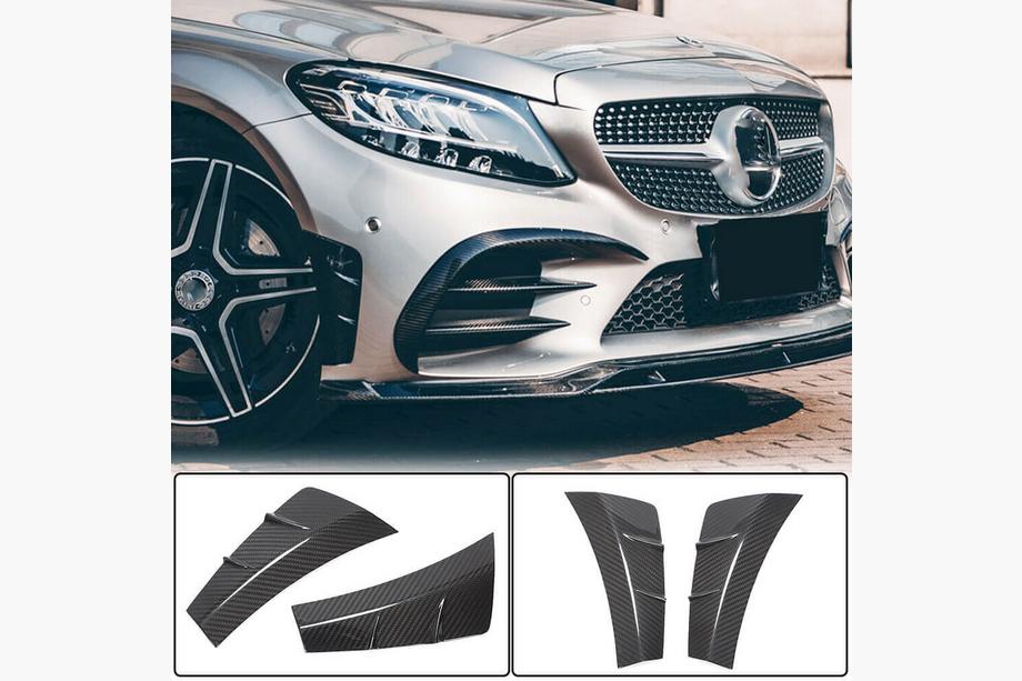 Mercedes C-class W205 2014–2021 Priekšējā bampera uzlikas V2 (C43 AMG 2019-2021, karbons) Foto 1