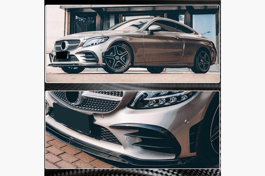 Mercedes C-class W205 2014–2021 Priekšējā bampera uzlikas V2 (C43 AMG 2019-2021, karbons) Foto 4