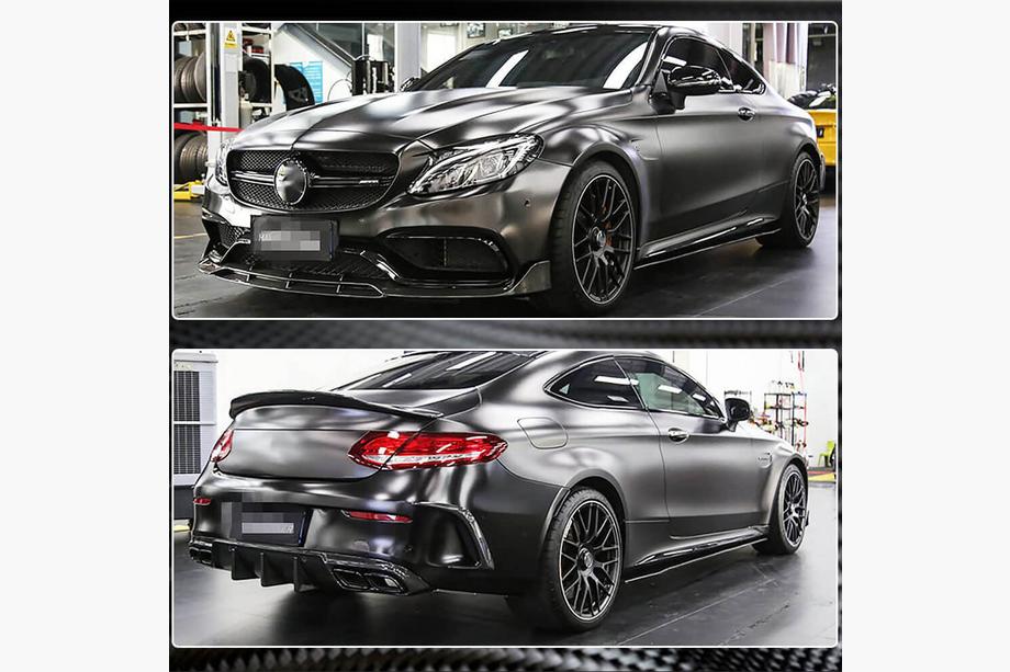 Mercedes C-class W205 2014–2021 V3 sānu sliekšņi (C43/C63 AMG 2015-2019, plastmasa) Foto 2