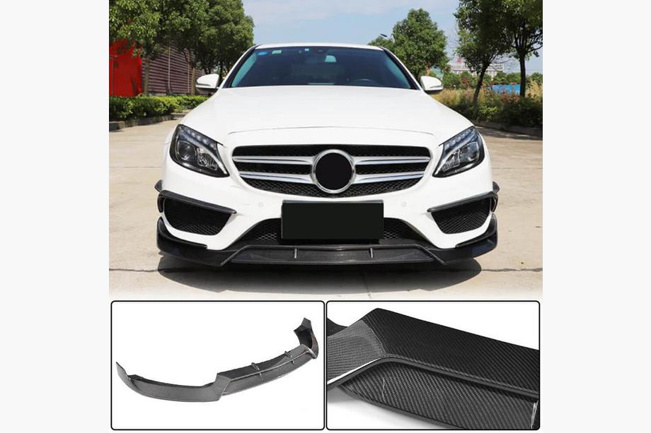 Mercedes C-class W205 2014–2021 Priekšējā bampera lūpa Lip V2 (C43 AMG 2015-2019, oglekļa šķiedra) Image