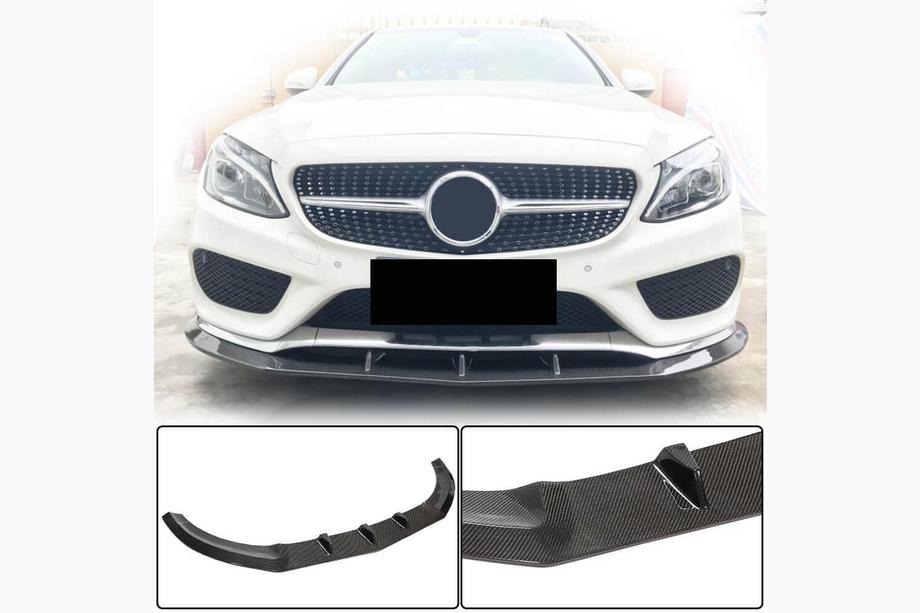 Mercedes C-class W205 2014–2021 Priekšējā bampera lūpa Lip V3 (C43 AMG 2015-2019, oglekļa šķiedra) Image