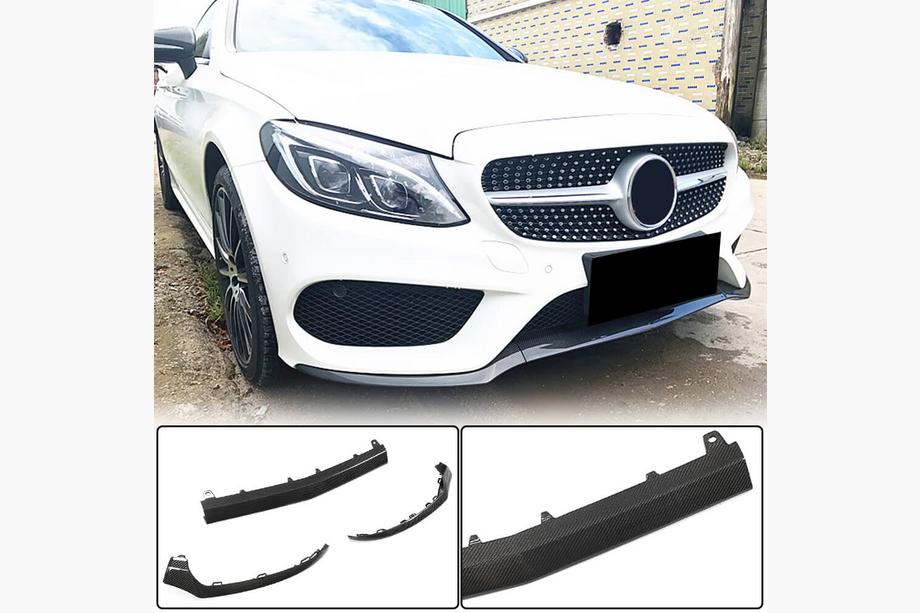 Mercedes C-class W205 2014–2021 Priekšējā bampera lūpas uzlika Lip V4 (C43 AMG 2015-2019, oglekļa šķiedra) Image