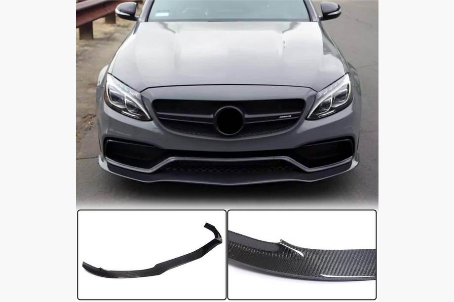 Mercedes C-class W205 2014–2021 Priekšējā bampera uzlika Lip V2 (SD C63 AMG 2015-2019, oglekļa šķiedra) Foto 1