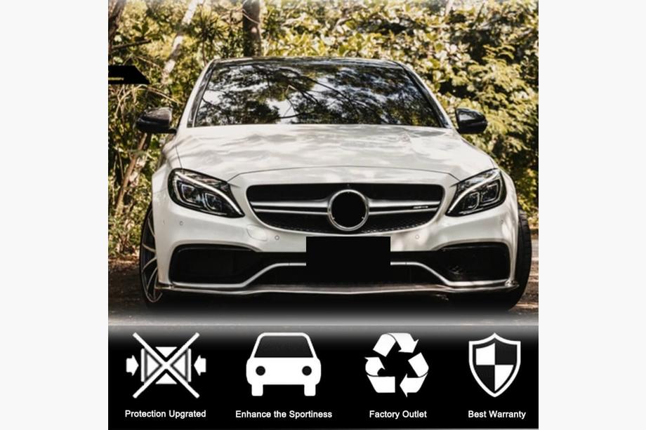 Mercedes C-class W205 2014–2021 Priekšējā bampera uzlika Lip V2 (SD C63 AMG 2015-2019, oglekļa šķiedra) Foto 3