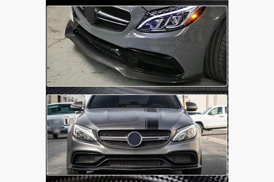 Mercedes C-class W205 2014–2021 Priekšējā bampera uzlika Lip V2 (SD C63 AMG 2015-2019, oglekļa šķiedra) Foto 5