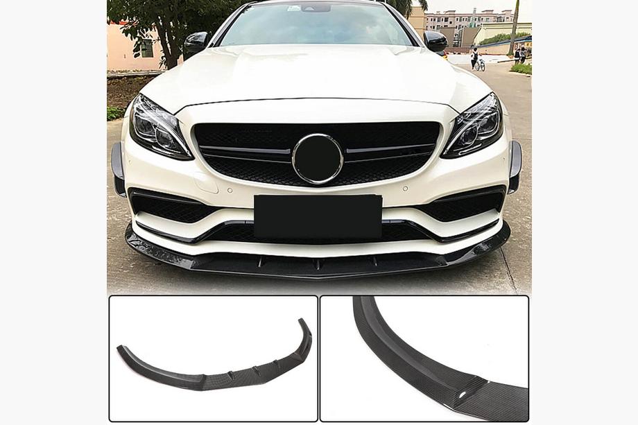 Mercedes C-class W205 2014–2021 Priekšējā bufera lūpa Lip V3 (SD C63 AMG 2015-2019, oglekļa šķiedra) Foto 2