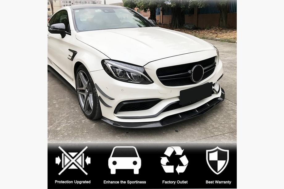Mercedes C-class W205 2014–2021 Priekšējā bufera lūpa Lip V3 (SD C63 AMG 2015-2019, oglekļa šķiedra) Foto 3