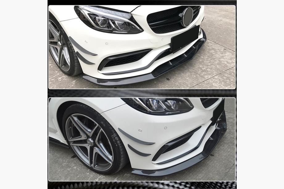 Mercedes C-class W205 2014–2021 Priekšējā bufera lūpa Lip V3 (SD C63 AMG 2015-2019, oglekļa šķiedra) Foto 4