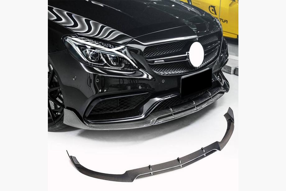 Mercedes C-class W205 2014–2021 Priekšējā bufera lūpa V4 (SD C63 AMG 2015-2019, oglekļa šķiedra) Foto 1