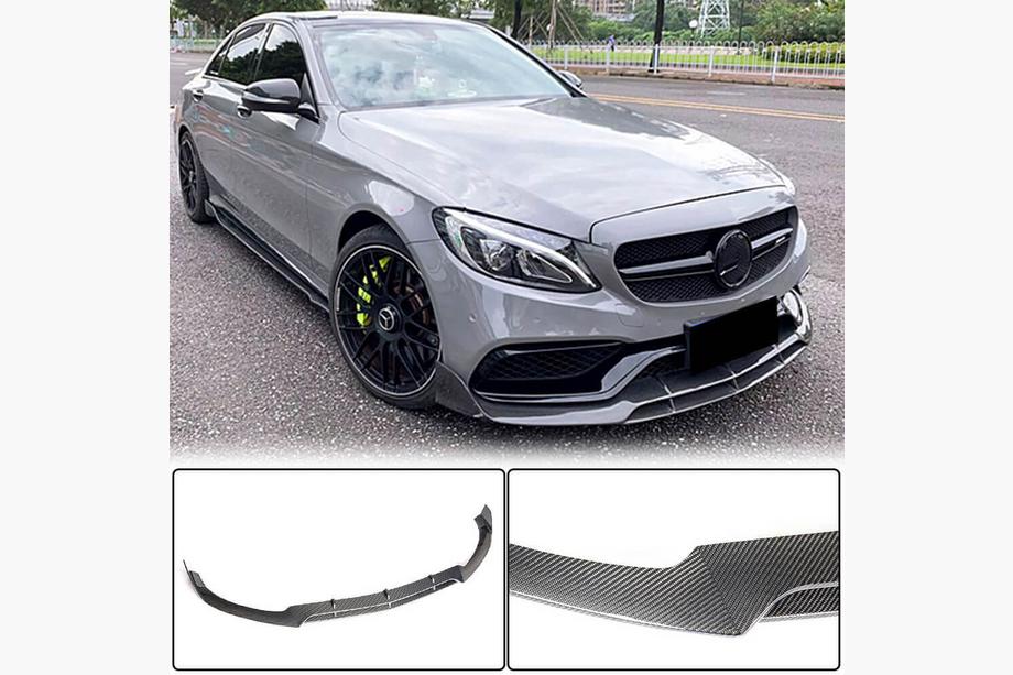 Mercedes C-class W205 2014–2021 Priekšējā bufera lūpa V4 (SD C63 AMG 2015-2019, oglekļa šķiedra) Foto 2