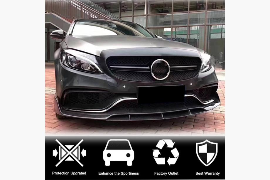 Mercedes C-class W205 2014–2021 Priekšējā bufera lūpa V4 (SD C63 AMG 2015-2019, oglekļa šķiedra) Foto 4