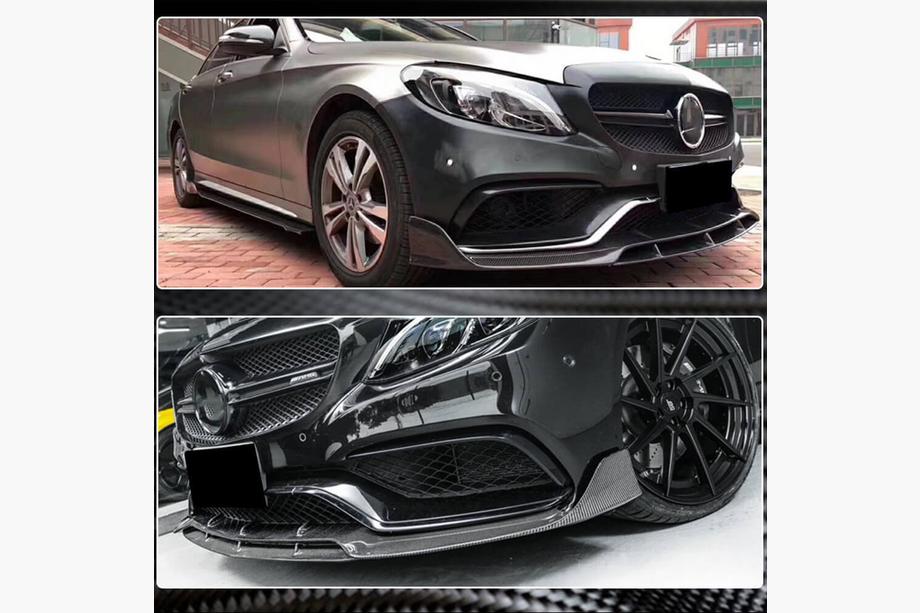 Mercedes C-class W205 2014–2021 Priekšējā bufera lūpa V4 (SD C63 AMG 2015-2019, oglekļa šķiedra) Foto 5