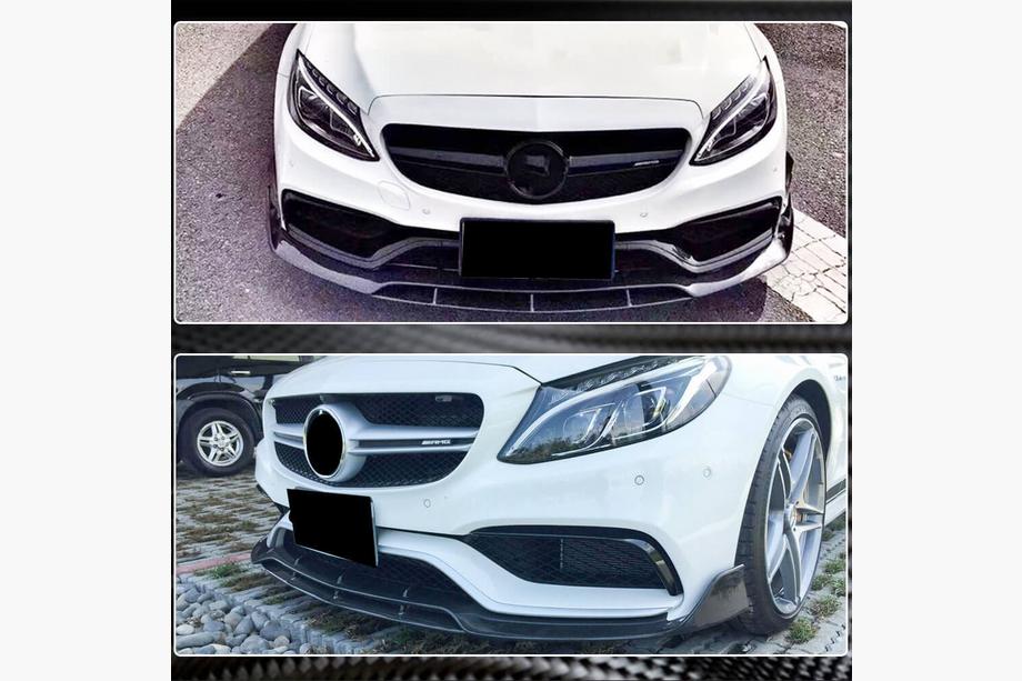 Mercedes C-class W205 2014–2021 Priekšējā bufera lūpa V4 (SD C63 AMG 2015-2019, oglekļa šķiedra) Foto 6