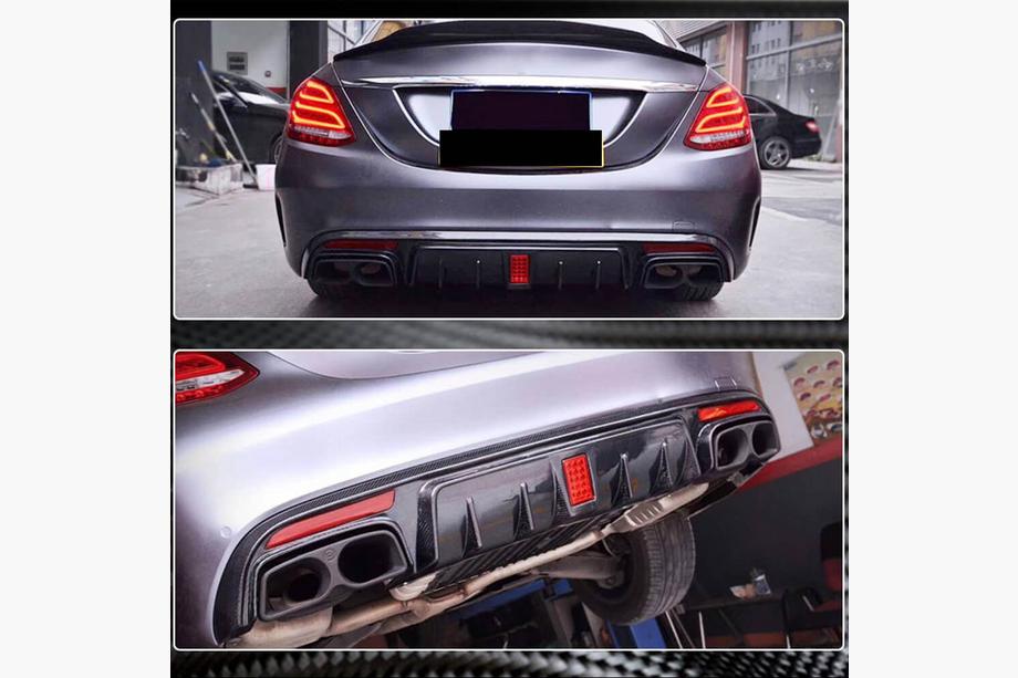 Mercedes C-class W205 2014–2021 Aizmugurējā bufera difuzors V2 (SD C43/C63 AMG 2015-2019, oglekļa šķiedra) Image