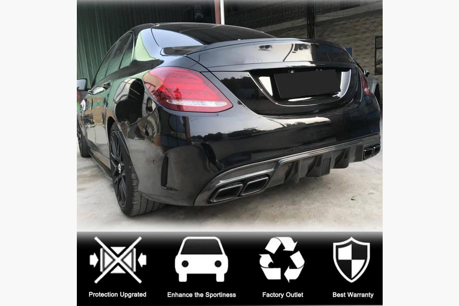 Mercedes C-class W205 2014–2021 Aizmugurējā bampera difuzors V3 (SD C43/C63 AMG 2015-2019, oglekļa šķiedra) Foto 2