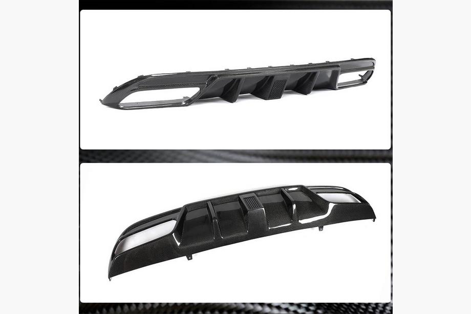 Mercedes C-class W205 2014–2021 Aizmugurējā bampera difuzors V3 (SD C43/C63 AMG 2015-2019, oglekļa šķiedra) Foto 4