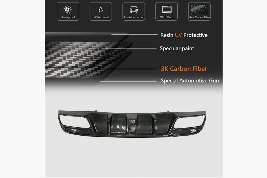 Mercedes C-class W205 2014–2021 Aizmugurējā bampera difuzors V3 (SD C43/C63 AMG 2015-2019, oglekļa šķiedra) Foto 5