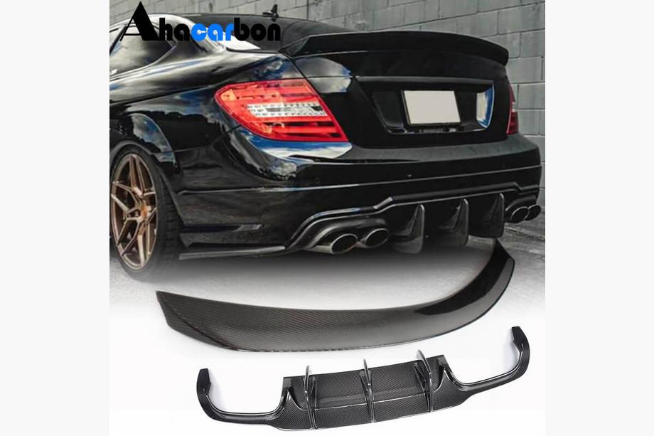 Mercedes C klase W204 2007–2015 Aizmugurējā bampera spoilers ar difuzoru (C63 AMG 2012-2014, oglekļa šķiedra) Image