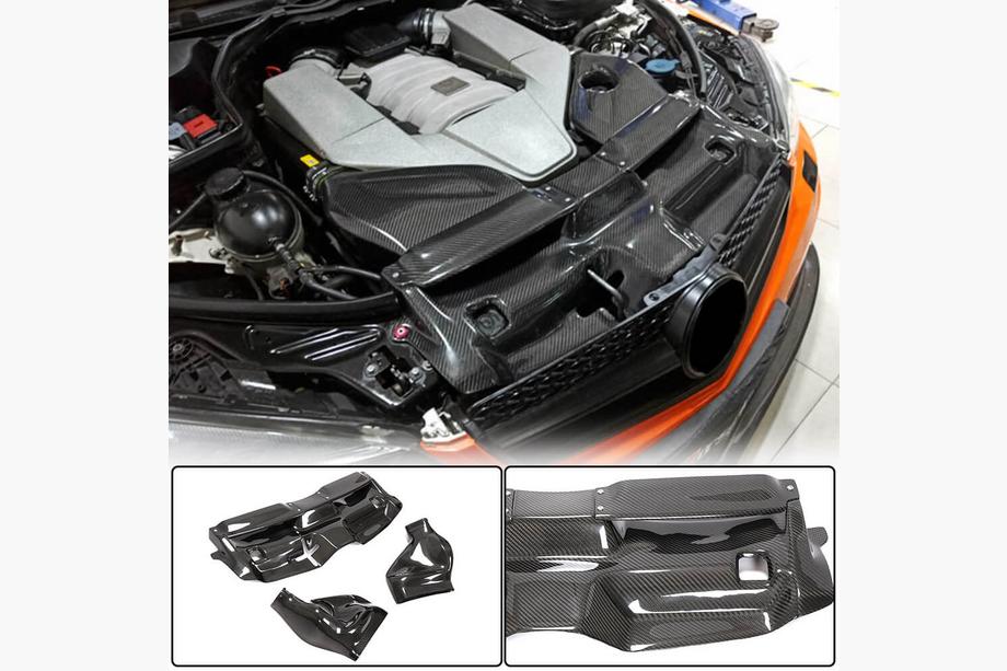 Mercedes C klase W204 2007–2015 Aukstās gaisa ieplūdes korpuss ar vāku (C63 AMG 2012-2014, sausais karbons) Foto 1