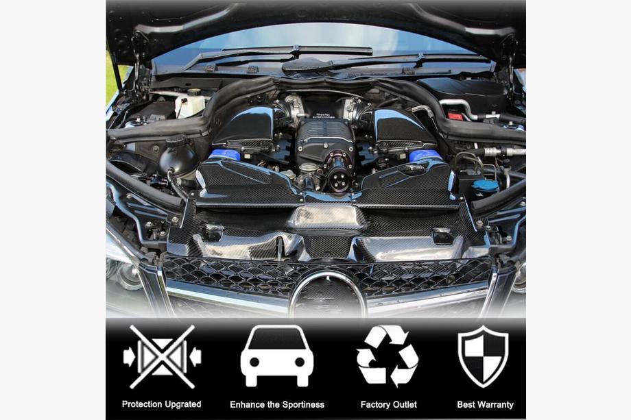 Mercedes C klase W204 2007–2015 Aukstās gaisa ieplūdes korpuss ar vāku (C63 AMG 2012-2014, sausais karbons) Foto 2
